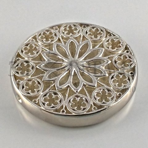 Rose Window Flower Miniature in silver-plated brass