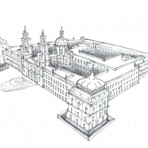 Sketch of Mafra National Palace, Portugal