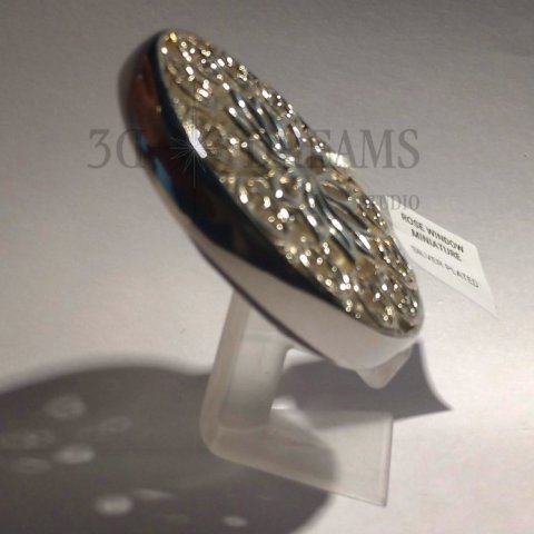 Rose Window Flower Miniature in silver-plated brass with 3D printed base
